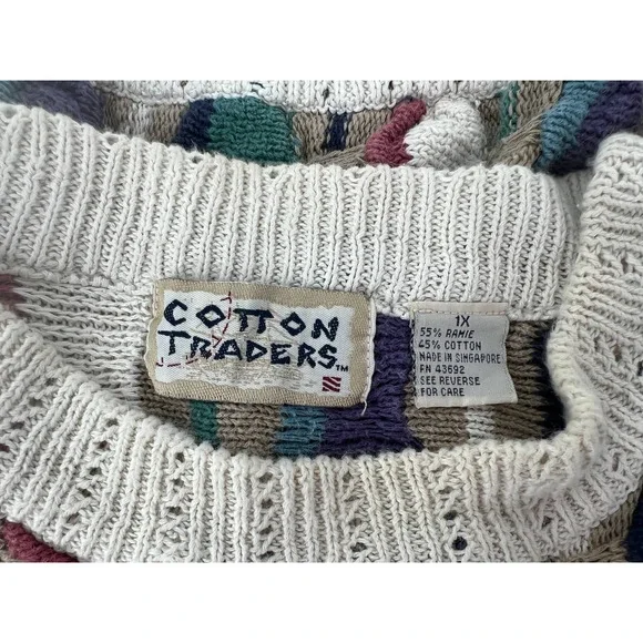 VINTAGE Cotton Traders Coogi style sweater size 1X unisex knitted sweater - Picture 2 of 7